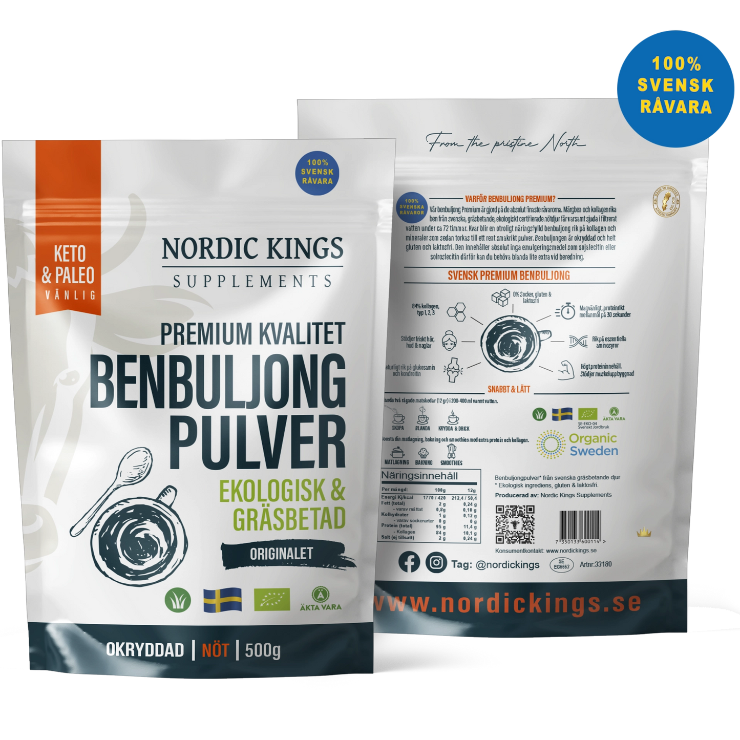 Premium benbuljongpulver Ekologisk och gräsbetad